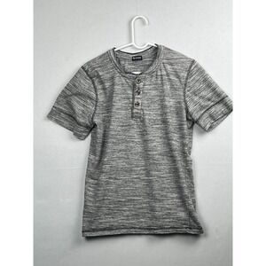 Revolution Mens Henley Shirt Gray Space Dye Short Sleeve Size M Cotton Blend